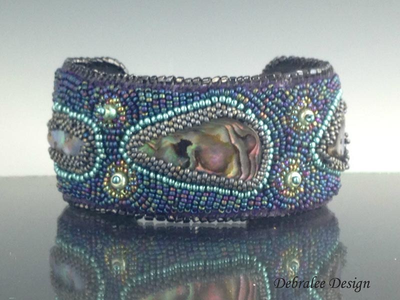 Abalone Bead Embroidered Cuff